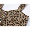 Sommer Frauen Leopard Print Denim Top Sexy All-Match Party Clubwear Nachtweste Weibliche E-Girl Bar Buttons Camisole 210515