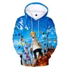 Felpe con cappuccio creative The Promised Neverland Felpa con cappuccio 3D Ragazzi / ragazze Felpe casual Stampa The Promised Neverland Harajuku Pullover Y211118