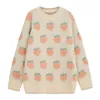 Women's Sweaters Women's Oversized Pullover Harajuku Casual O-neck Loose Sweater Suede Mujer Winter Knitted Strawberry