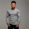 Jesień Moda męska T-shirt sweter O-Neck Slim Fit Knittwear Męskie Z Długim Rękawem Swetry Tshirts Mężczyźni Fitness Pull Homme 210421