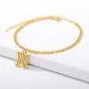 Women Anklets Fashion Jewelry18k Gold Plating Uppercase Letter Anklet Bracelets For Women Men One Size Adjustable