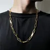 Łańcuchy Moda spinacz Link Chain Naszyjnik damski Stal nierdzewna 316L Złoty kolor Długie Dla kobiet Mężczyzn Biżuteria Prezent