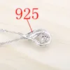 Set di gioielli da sposa in argento 925 con perle naturali Orecchini con zirconi bianchi da donna con pendente in pietre Collana / anelli Set Confezione regalo gratuita