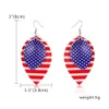 Multilayer Handmade Pu Leather Earrings for Women American Flag Leaf Teardrop Earrings Usa Flag Fashion Jewelry Accessories Q0709