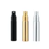 200pcs 5ml UV Gold Silver Black Perfume Atomizer Empty Travel Bottle Parfum Women Pocket Spray Refillable Glass Bottles High quality 4581 Q2