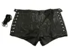 Nya 2018 Män Patent Läder Drawstring Shorts Sexig Svart PVC Latex Boxer Shorts Erotisk Våt Look Underkläder Man Fetish Kostym H1210
