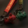 2022 New Party Favor Puppy French Fighting Dog Bronzing Leather Cord Key-Chain Creative Söt Kvinna Tecknad Shiba Inu Små Hängsmycke