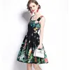 Runway Dames Zomerjurk Vakantie-stijl Floral Print Afslanken Taille Jarretel Vrouw ES 210529