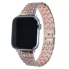 Luxury Full Diamond Straps Armband för Apple Watch Bands 41mm 45mm 40mm 44mm Mode Kvinnor Rostfritt stål Vaktband Fit Iwatch Band 7 6 SE 5 4 338mm 42mm band