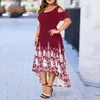 Maketina Evening Party Summer Plus Size Maxi Dress Women 5XL New Arrivals Short Sleeve Floral Printed Elegant Large Dress 210331