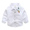 Primavera Outono Masculino Crianças Aniversário Roupas Algodão Turn-Down Collar Manga Longa Bordado Animal Bebê Crianças Meninos Camisa 210701