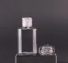 Qualidade 30ml 60ml frasco de plástico animal de estimação vazio com flip tampam garrafas de forma quadrada transparente para o gel de desinfetante descartável de fluido de maquiagem