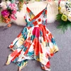 Korobov Koreańczycy Kobiety Boho V Neck Spaghetti Pasek Dress Vintage A-Line High Waist Backless Sukienki Summer Beach Style Vestidos 210430