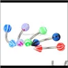 Bell Button Promotion 110Pcs Mixed Modelscolors Body Jewelry Set Resin Eyebrow Navel Belly Lip Tongue Nose Piercing Bar Rings Mkc0R 62Llh