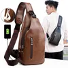 Märke Messenger Bag Leather Men Bröstväska Vintage CrossBody Shoulder Bag Mäns Business Sling Väskor Man Casual Bröstpaket 210708