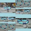 Perles, brins bracelets bijoux Om Yoga, bracelet de confiance, Mala, pierre précieuse sodalite turquoise, chakra de la gorge Nce Drop Delivery 2021 4BSCE