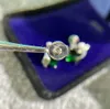 브랜드 순수한 925 스털링 실버 여성 녹색 생선 다이아몬드 귀걸이 웨딩 파티 이어링은 보석 보석 큰 디자인 보석