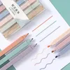 Highlighters 6pcs / set Light-color Soft-tip Highlighter Dubbelhöjd Kawaii Marker Pen Studentkontor Söt brevpapper