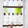 Beautiful embroidered ring with sling curtain,short kitchen curtains, small coffee Half-curtain 210712
