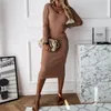 Mode jurk effen kleur v-hals lange mouwen gebreide bodycon slanke herfst winter voor vrouwen whit kaki zwarte casual jurken