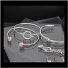 Entrega de joalheria de pulseiras 2021 4pcs/set charme rom￢ntico rosa cristal aberto pulseira/pulseira para mulheres arco de liga de metal de metal feminino lin