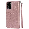 Étuis à fermeture éclair multifonctions à paillettes avec fente pour carte pour iPhone 13 Pro Max 12 Mini 11 XR Samsung S20 S21 Ultra Note 20 A52 A51 A71 A72 5G Couverture en cuir Bling