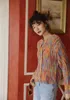 Automne coloré chandail Cardigan femmes à manches longues bouton Up arc-en-ciel tricoté mode coréenne 210427