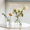 Nordique Transparent Vase En Verre Grille Dorée Couverture Salon Arrangement De Fleurs Ikebana Décoration Bureau Plantes Hydroponiques Outil 210409