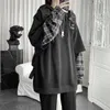 Deeptown Vintage Hoodie Dames Streetwear Oversized Sweatshirt Punk Lange Mouw Pullovers Koreaanse Grunge Plaid Splice Hoody 210803