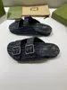 2021 Women Multicolor Flat Slippers Sandals With 2 Straps Lady Fashion Metal Buckle Beach Slides Men's lace-up Scuffs For Summer 35-42