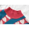Pull femme col montant pulls tricotés à manches longues rose bleu rouge coeur hiver m0166 210514