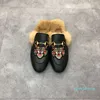 Luxus-Designer-Pantoletten für Damen, Fell-Hausschuhe, Winter-Outdoor-Mode, flache Mules, Damen-Loafer, Damen-FW-Slides, Princetown-Wildleder-Stickerei