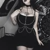 Sexy Women Suspenders Chest Metal Chain Belt Gothic Harajuku Pentagrams Patchwork Streetwear Belts Tassel Harness7381852