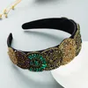 Magnifique bandeau strass couleur Vintage géométrique cristal bandeau à larges bords filles fête casque