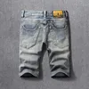 Italian Style Fashion Men Jeans Summer Ly Designer Casual Ripped Denim Shorts Retro Blue Vintage Cotton Short Homme 9Y8A