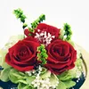 Dekorativa blommor kransar riktiga rosor steg i kolv glas kupol valentiner dag gåva bevarad flickvän födelsedag