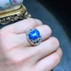 clássico brilhante estrela azul safira gemstone prata fina jóias muscular poder aniversário homens anel atraente