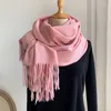 Luxury Women Solid Color Scarf Cashmere Soft Tassel Thick Warm Wraps Female Autumn Winter Lady Students Large Shawl