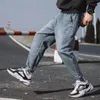Neue Koreanische Gerade Jeans für Männer Trendy Blau Gewaschen Hosen Outdoor Fashion Streetwear Männliche Lose Hosen Jeans Homme 2021 X0621