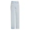 TWOTWINSTYLE, pantalones vaqueros informales azules para mujer, pantalones vaqueros de pierna ancha de retazos rectos de cintura alta, ropa de moda femenina 210517