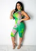 Frauen Sommer Kleidung Outfits Clubwear 2021 Tie Dye Drucken Dünne Playsuits Gmy Fitness Ärmellose Halter frauen Overall-spielanzug