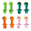 Bébé apprentissage cuillère fourchette ensemble manche court facile doux Silicone ustensiles jouet de dentition alimentation couverts dinosaure vaisselle