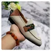 2022 Women Flat Dress shoes fashion cowhide Metal buckle office party wedding shoes woman man leather casual Mules Princetown Printed Trample Lazy Loafers size 35-46