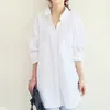 Chemisier crème solaire minimaliste femmes revers d'été grande taille simple boutonnage dos bouton chemise à manches longues 210427
