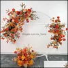 装飾的な花の花輪の花輪のお祝いパーティー用品家庭用ガーデンブリロフトプロップスKunstmatige Crescent Bloem Rij Regeling Tafel Bal Afgewerkte