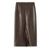 Neophil 74cm Women's Winter Pu Leather Midi Skirts Pencil Bodycon Elegant Office Ladies High Waist Faux Stretch Sexy Skirt S9902 211120