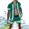 Fashion Hommes Summer Summsuits Hawaii manches courtes 2pcs Ensemble de haute qualité imprimé chemise Tops Set de vêtements