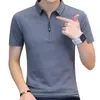 BROWON summer casual polo shirt men short sleeve turn down collar slim fit sold color polo shirt for men plus size 210401