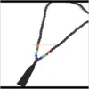 Perlenanhänger Drop Lieferung 2021 Halskette mit Perlen aus natürlichem Lavastein und Quastenanhänger Halsketten Regenbogen 7 Chakra Amethy Perlen Diffusor Am