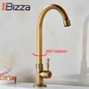 Brass kök kran brons antik yta Singelhandtag Högkvalitativ retro endast kallvattenkran 360 Swivel Basin Sink Tap 211108